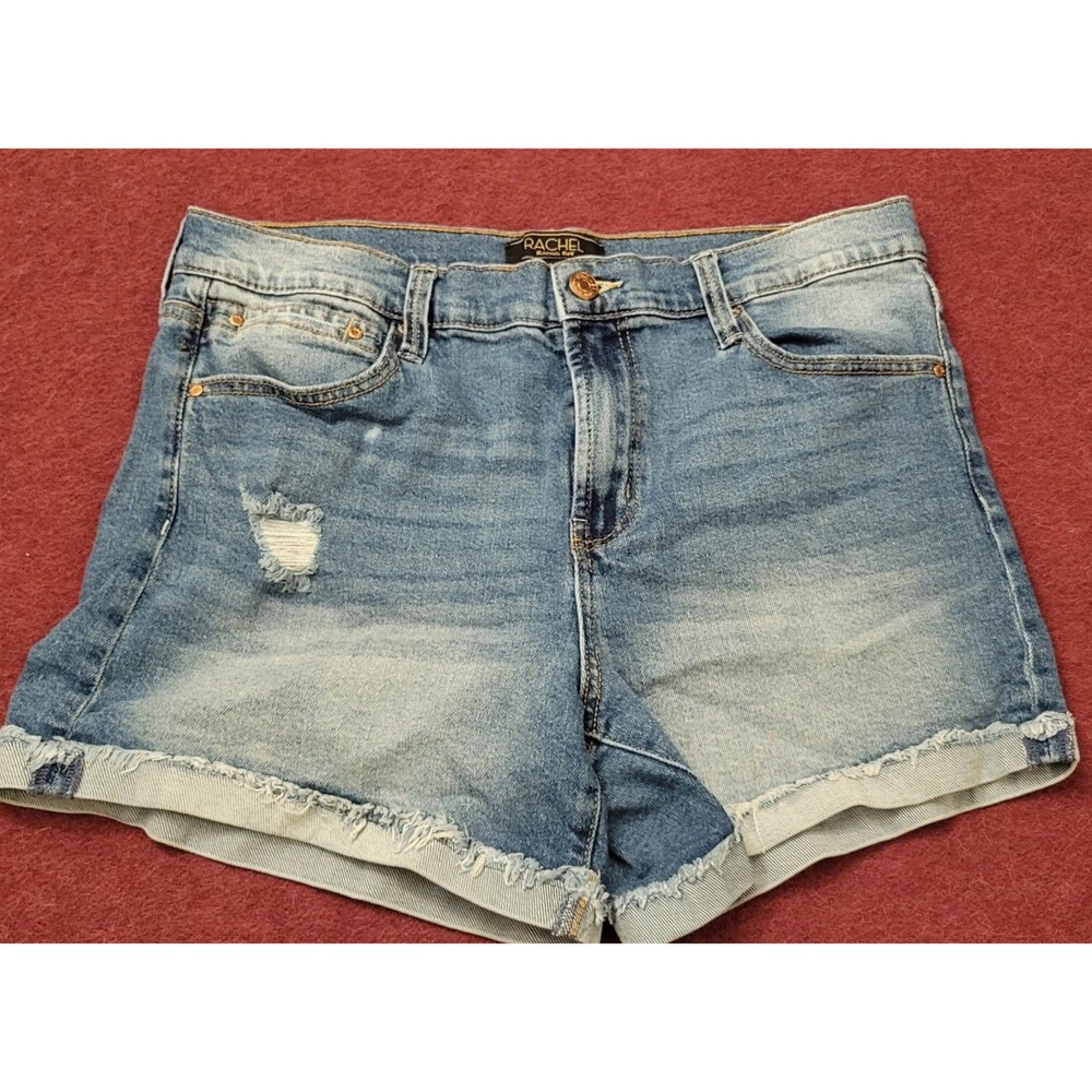 Woman's Rachel Roy Size 12/31 Jean Shorts Distressed High Rise Pockets